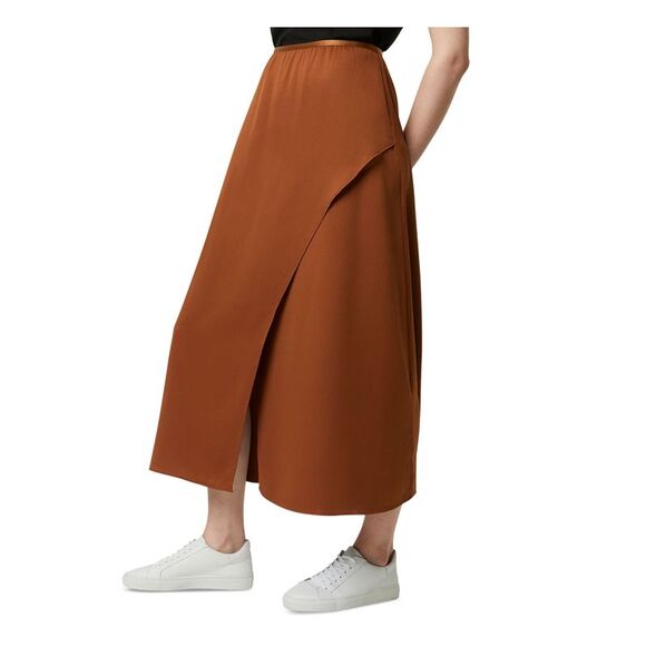 FRENCH CONNECTION Dresses & Skirts - FRENCH CONNECTION Womens Wrap Tea-Length Skirt Brown Drapped Front Juniors M